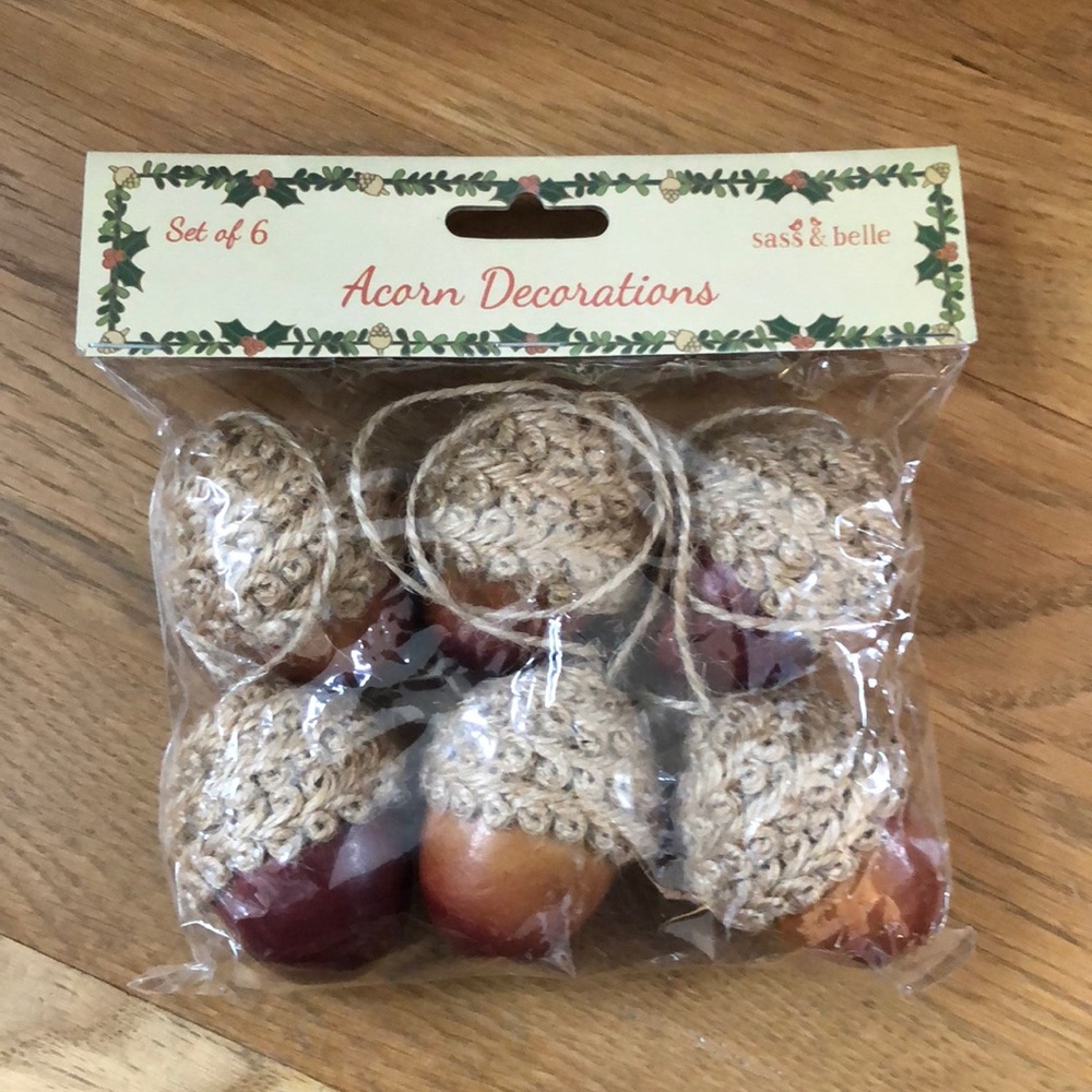 Six Acorn Ornaments